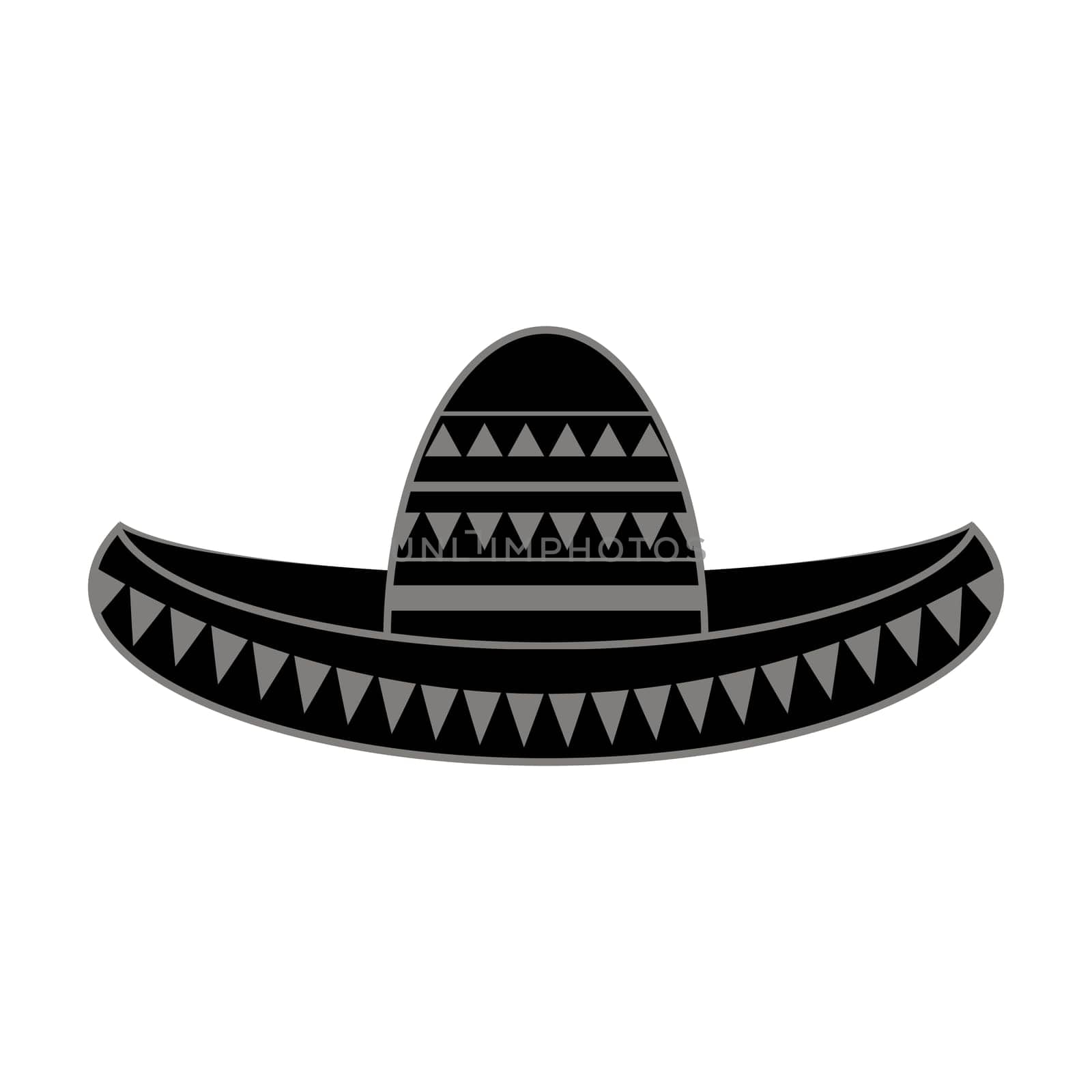 Vector Mexican sombrero with maracas. Cinco de mayo symbol isolated on white background.