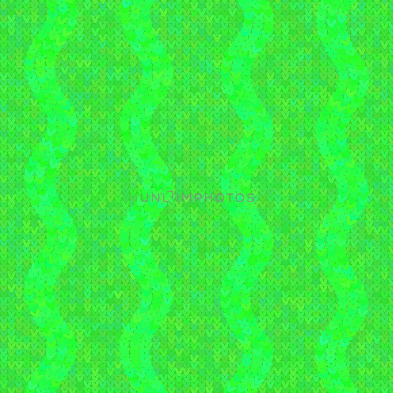Vector Stylish Knit. Green Knitted Texture. Woolen Pullover Canvas Print. Winter Fabric Pattern.