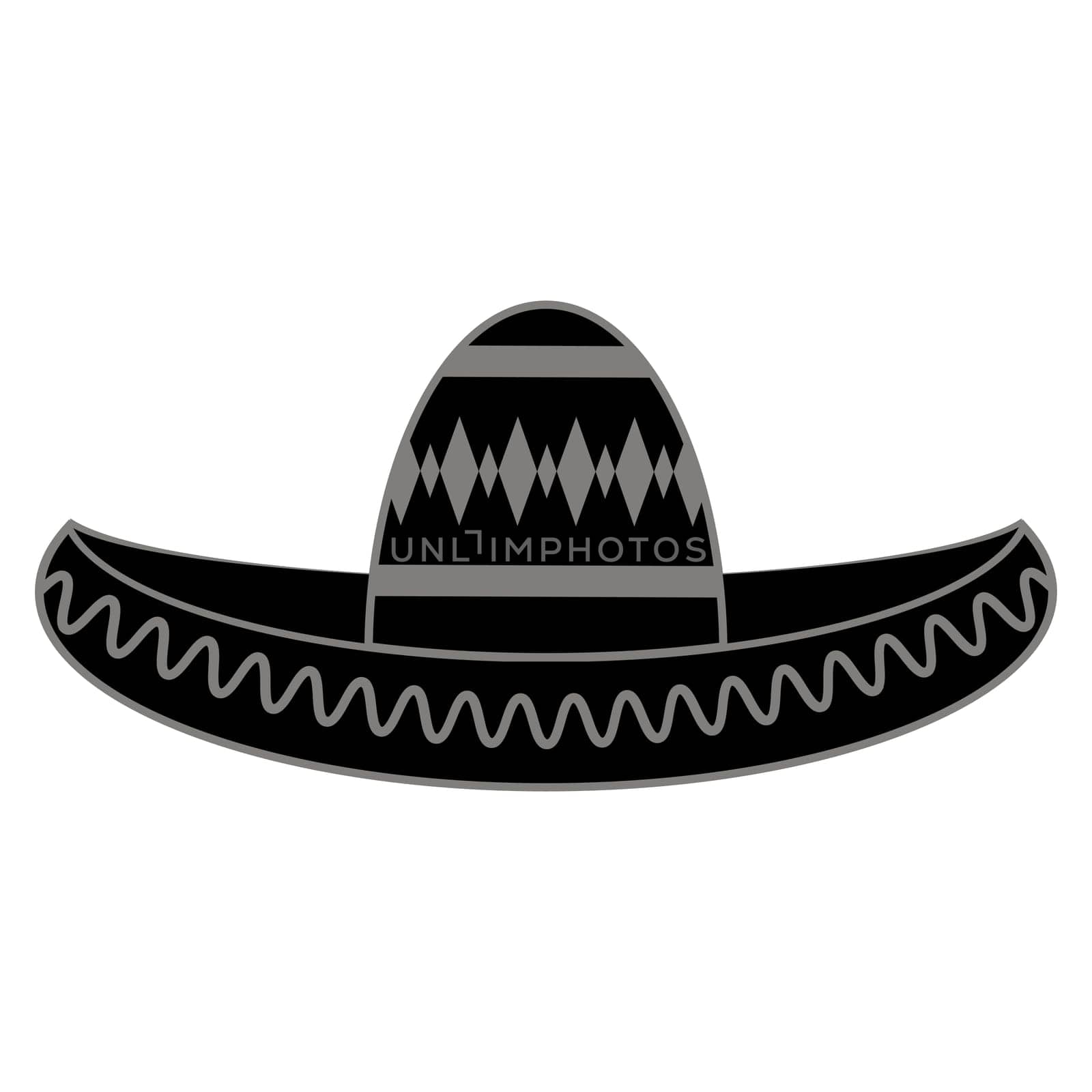 Vector Mexican sombrero with maracas. Cinco de mayo symbol isolated on white background.