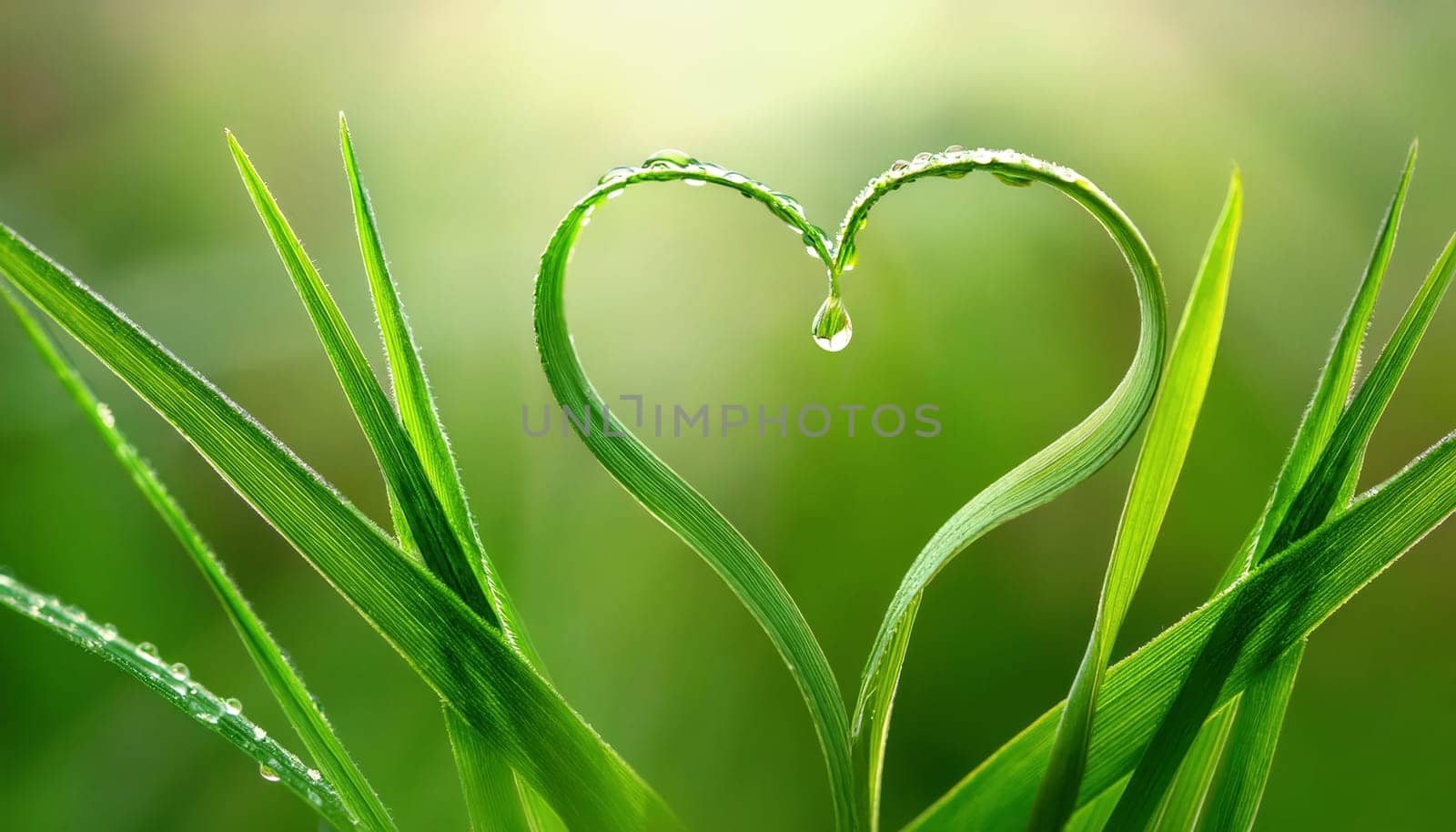 Frame made of two blades of grass with space for text. Symbol for love, nature conservation, the environment and much more.