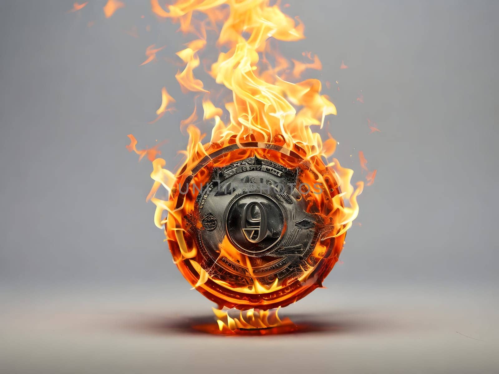 Dollars on fire business concept
