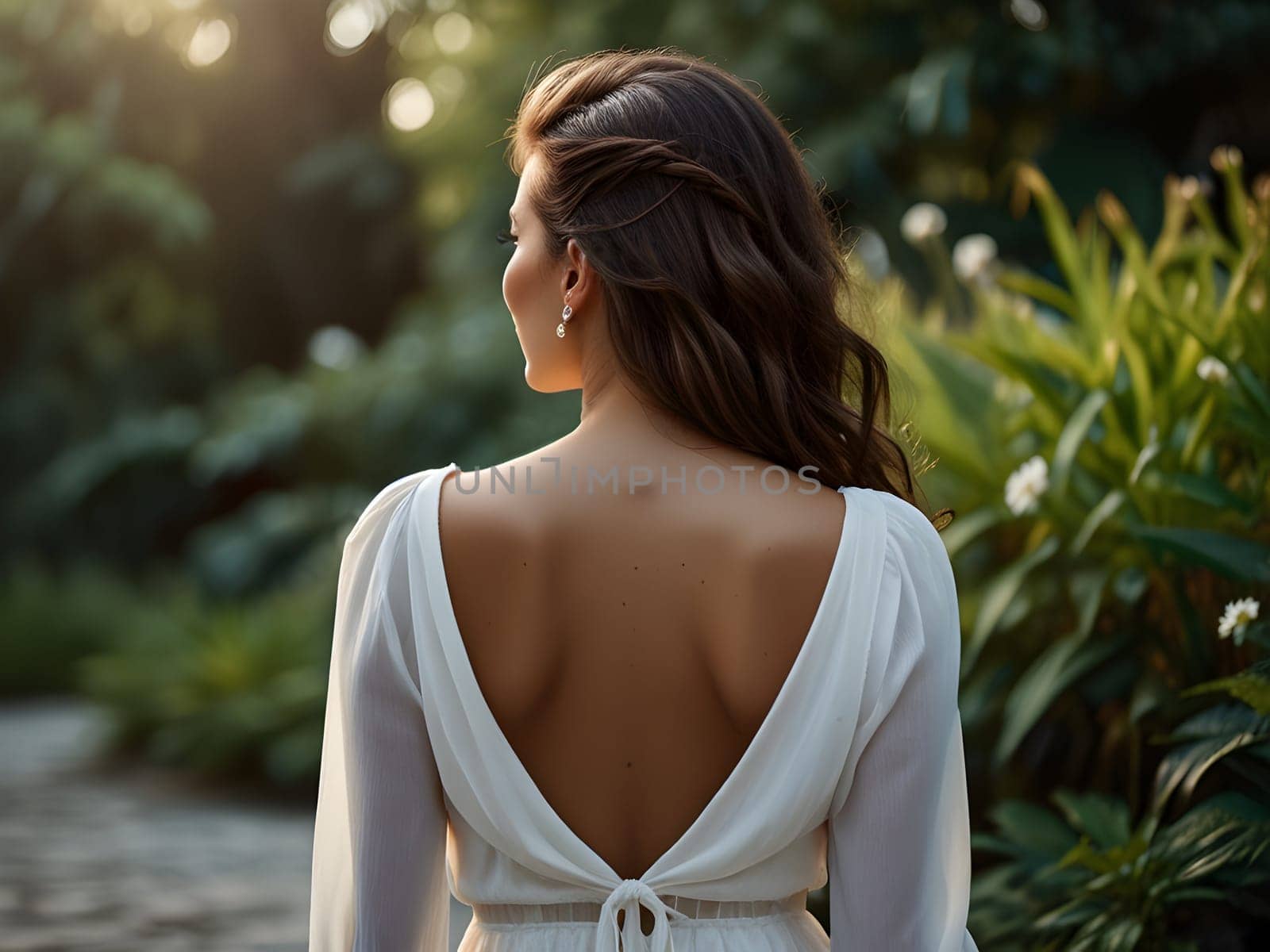 Back of the beautiful fashion woman