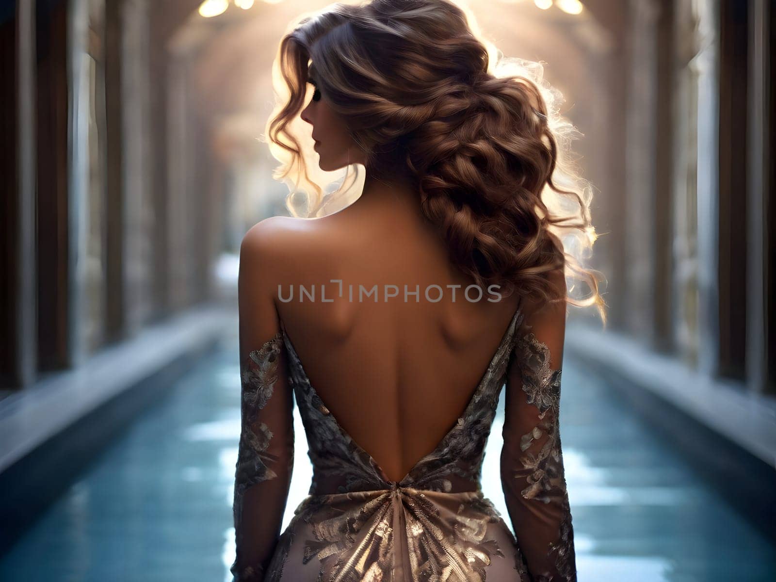 Back of the beautiful fashion woman