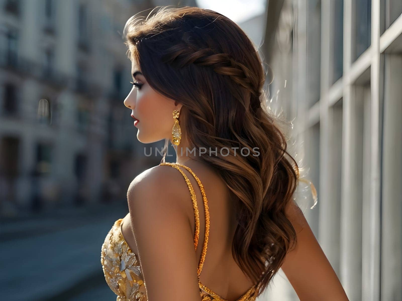 Back of the beautiful fashion woman