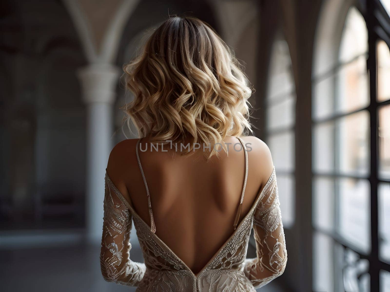 Back of the beautiful fashion woman