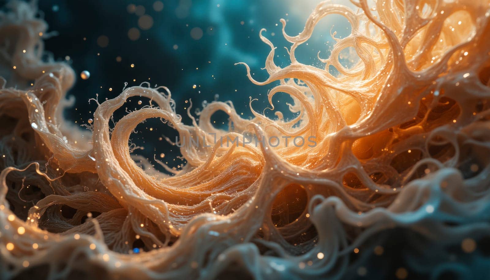 The image is a beautiful and intricate representation of a wave, with a blue