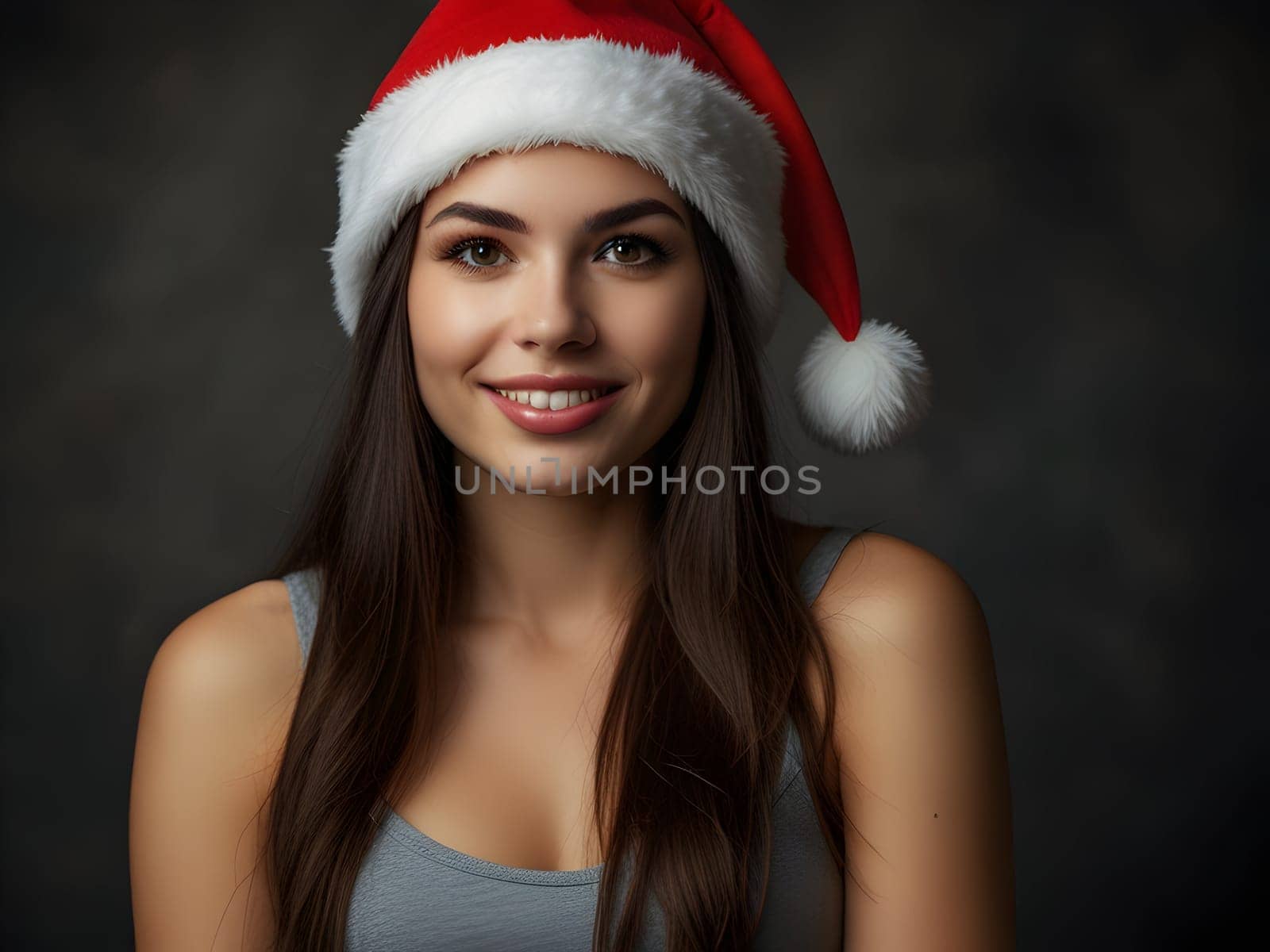 Cute woman in the Santa hat