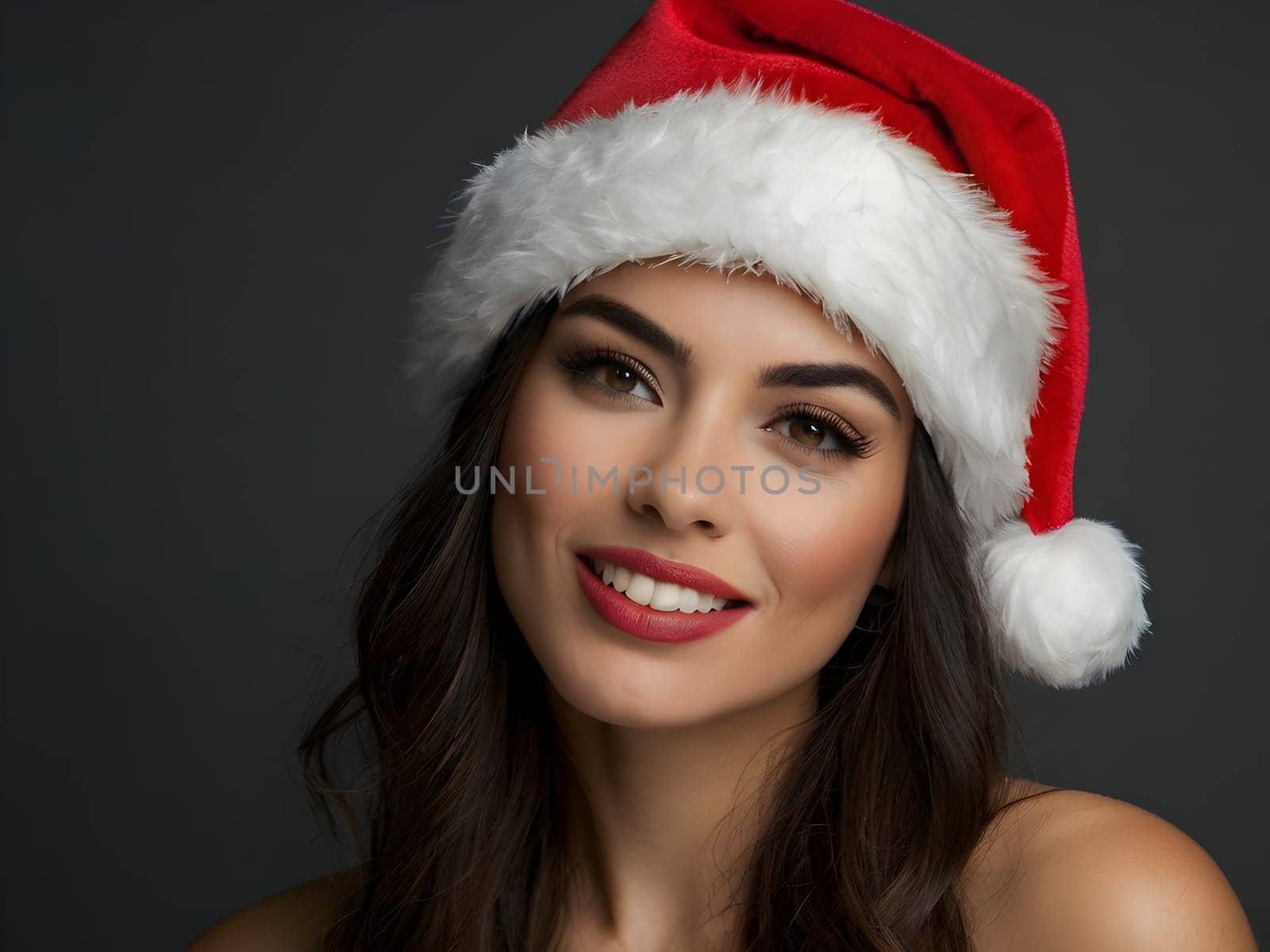 Cute woman in the Santa hat