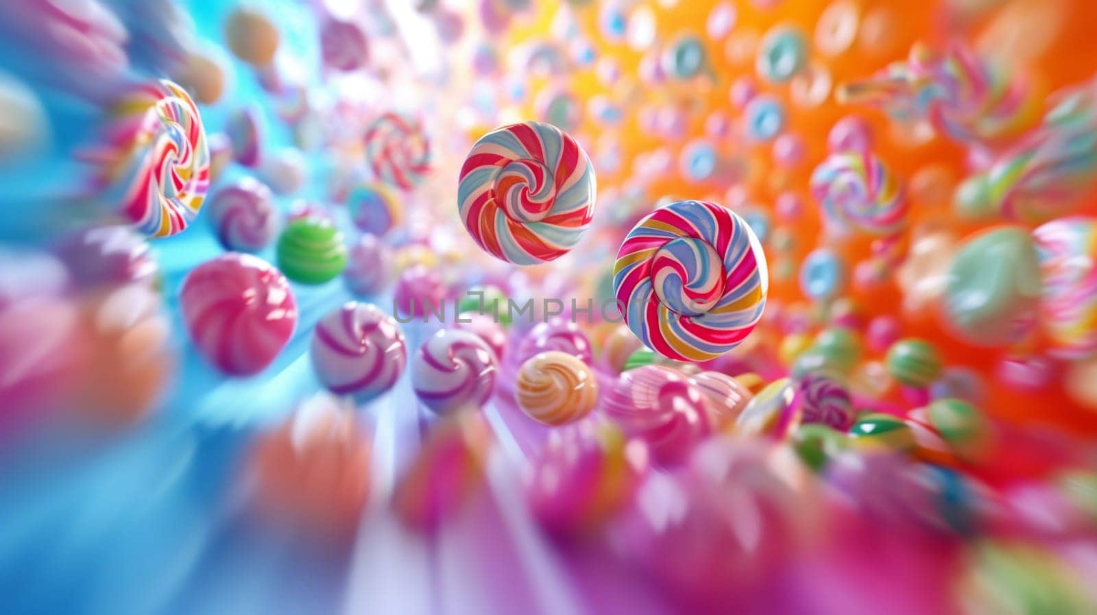 Colorful candies spinning in a backdrop perfect for copy