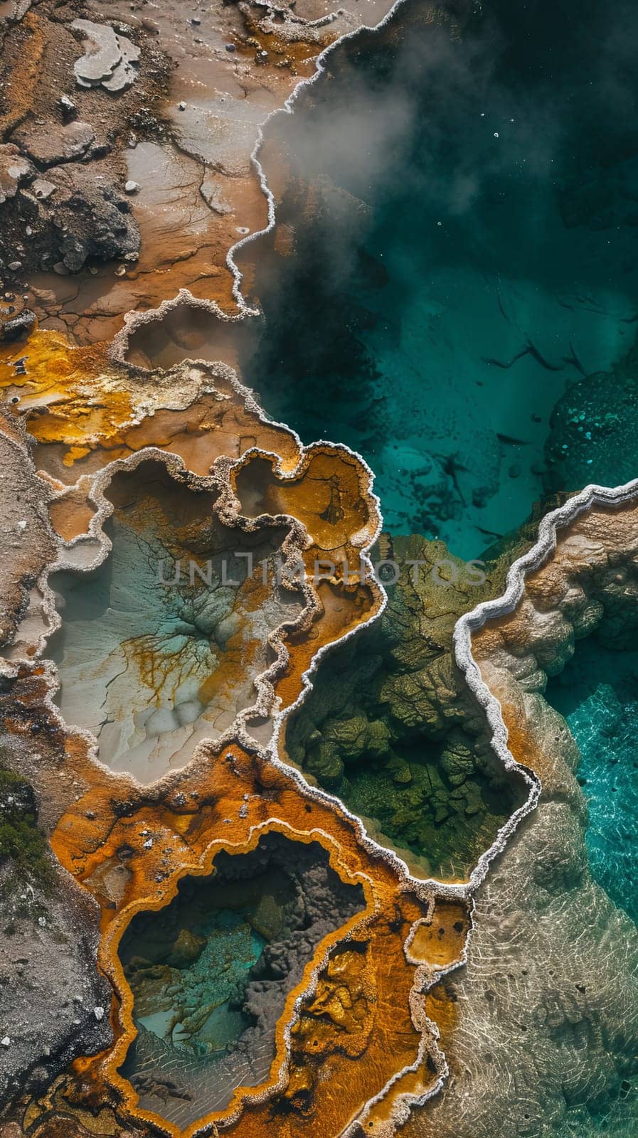 Colorful hot springs bubbling with geothermal energy