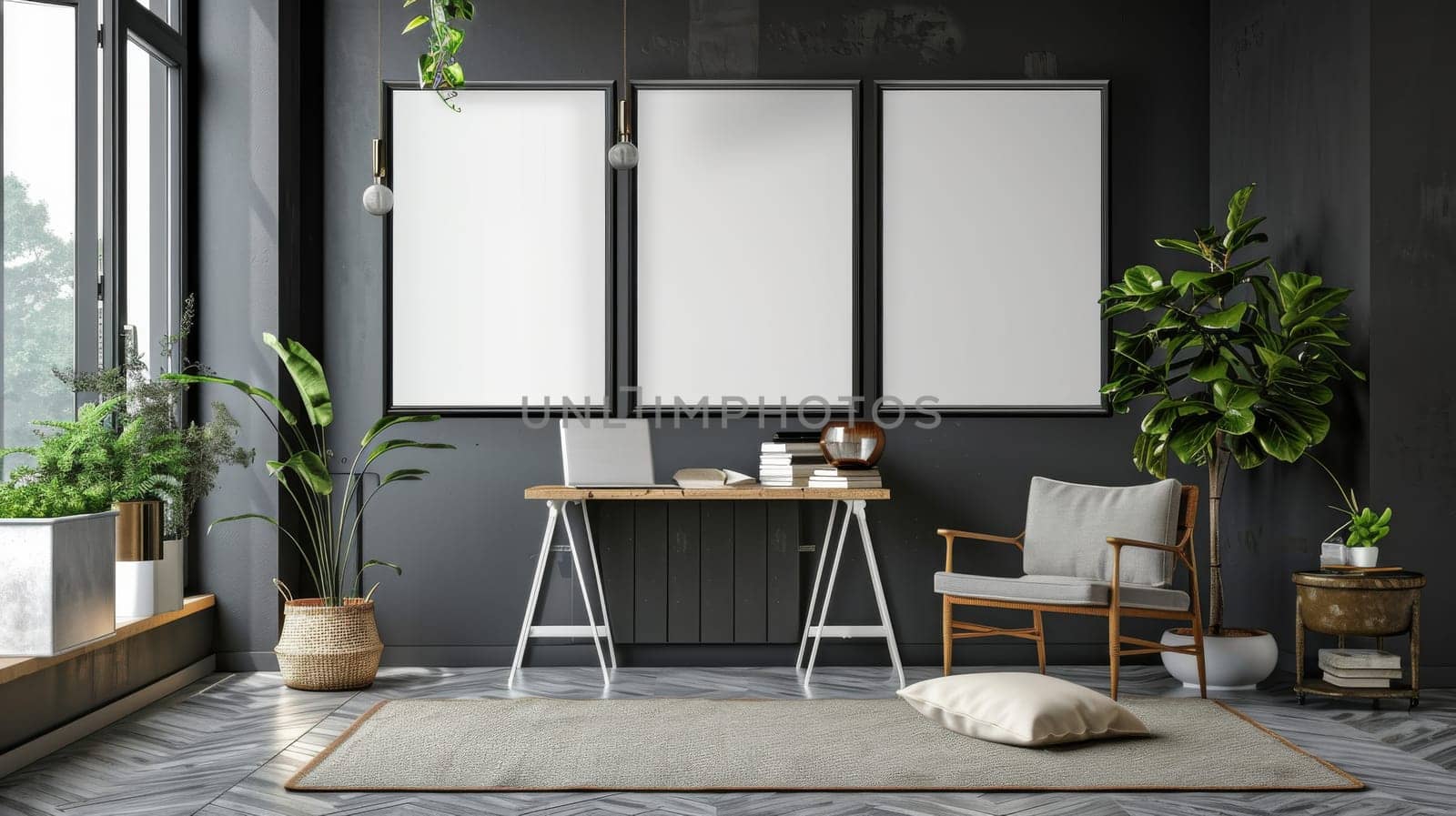 Contemporary home decor with blank areas ideal for inserting your text