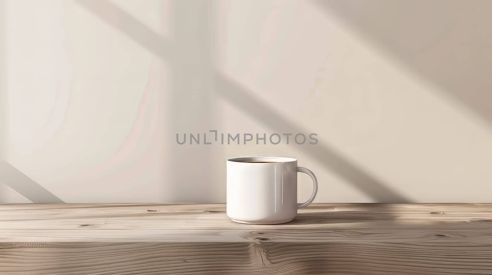 Copy space above a mug of coffee