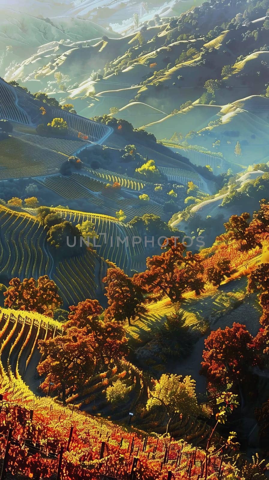 Picturesque vineyards basking in the sunlight