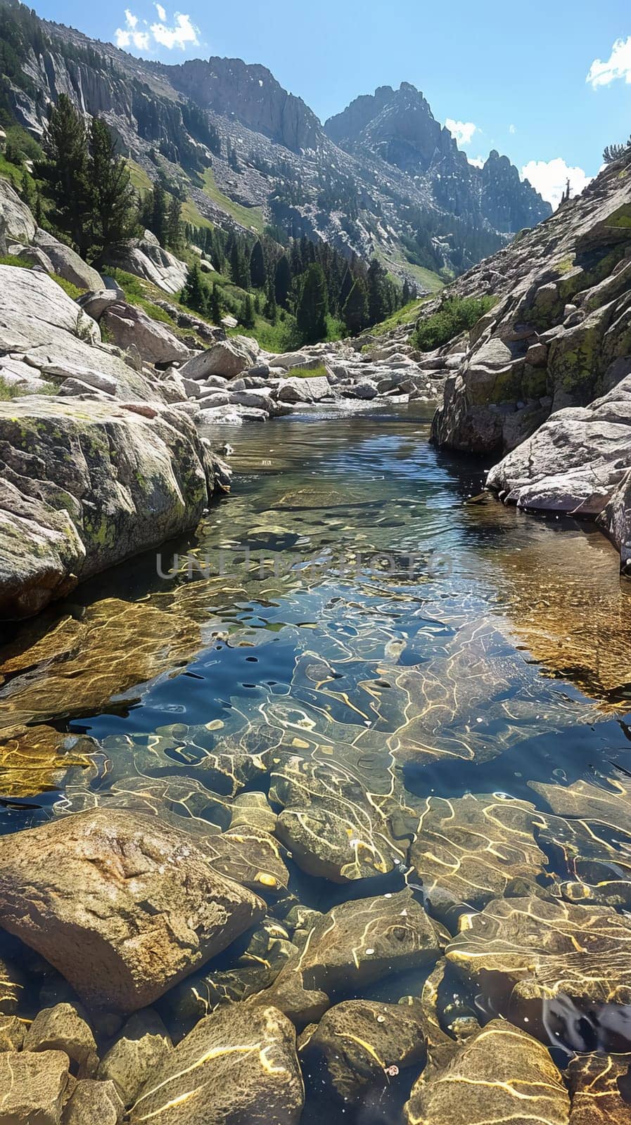 Pristine mountain streams bubbling with clear water