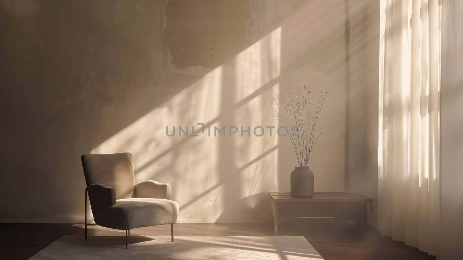 Silhouette of minimalist furnishings creating a serene and inviting atmosphere