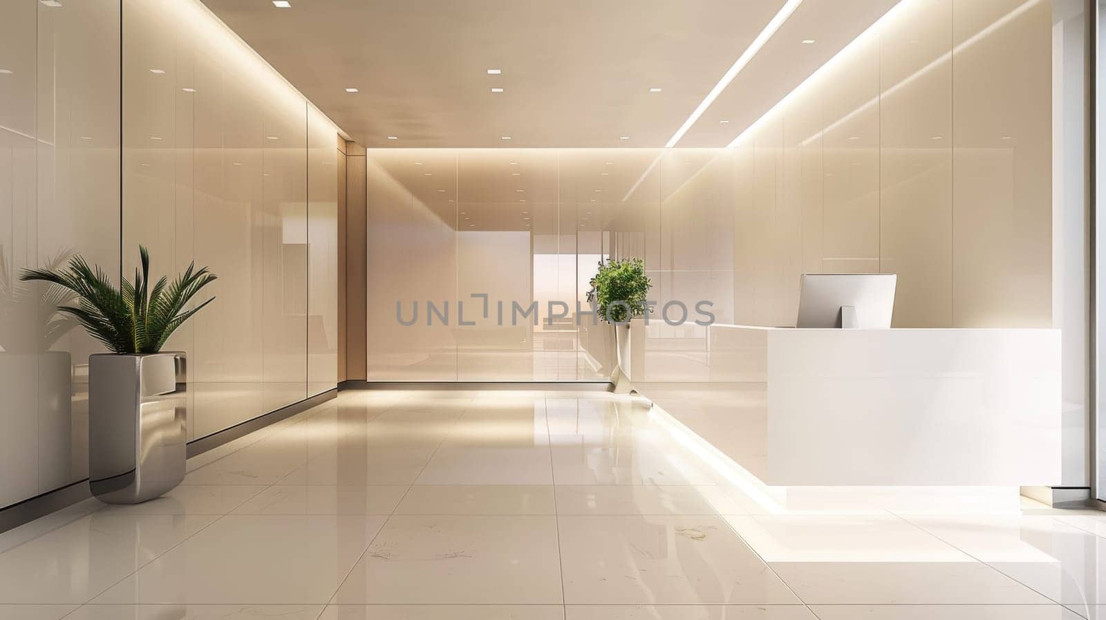 Sleek and minimalist decor featuring open areas for your promotional materials