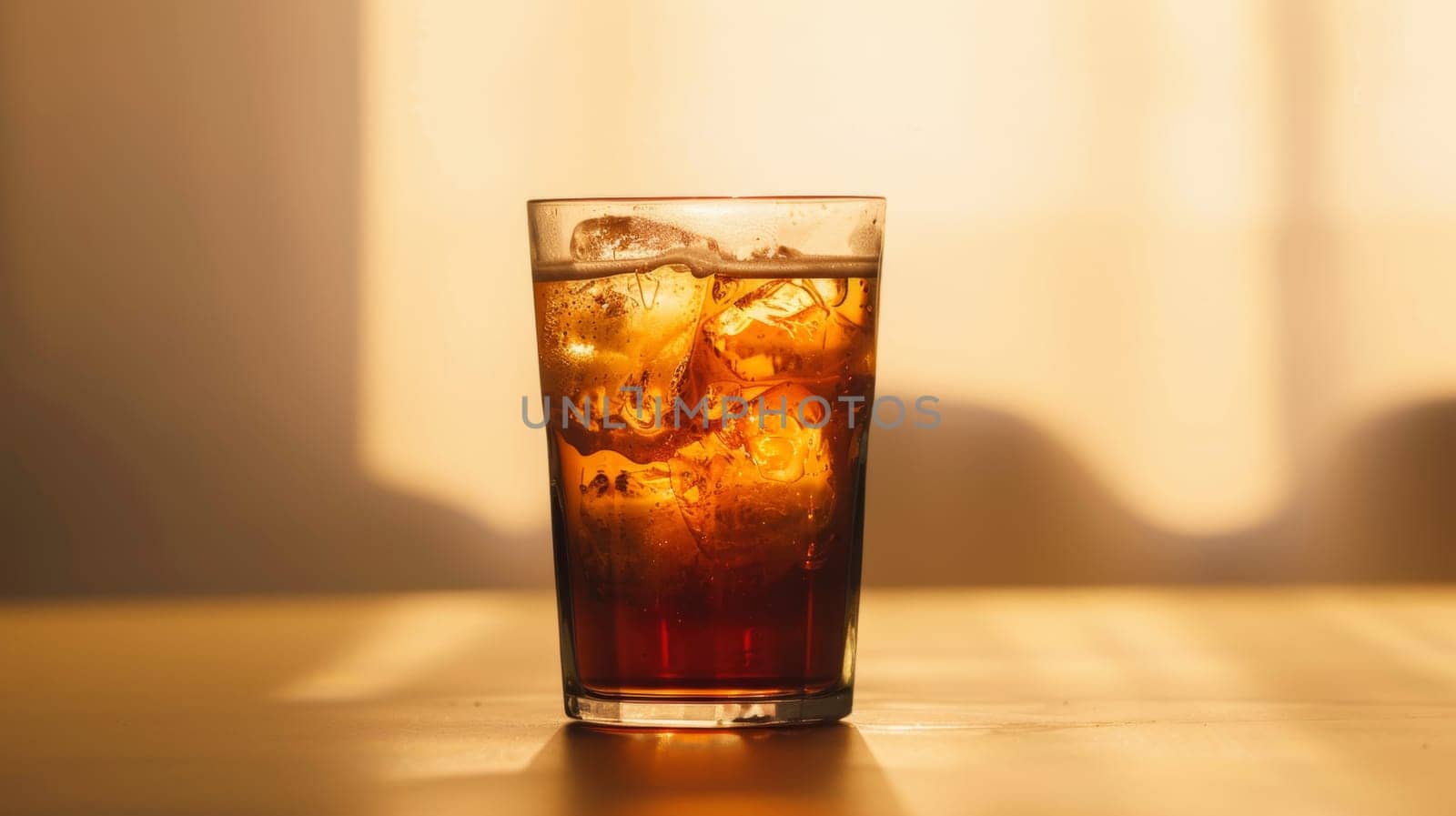 Silhouette of a glass of iced tea spinning