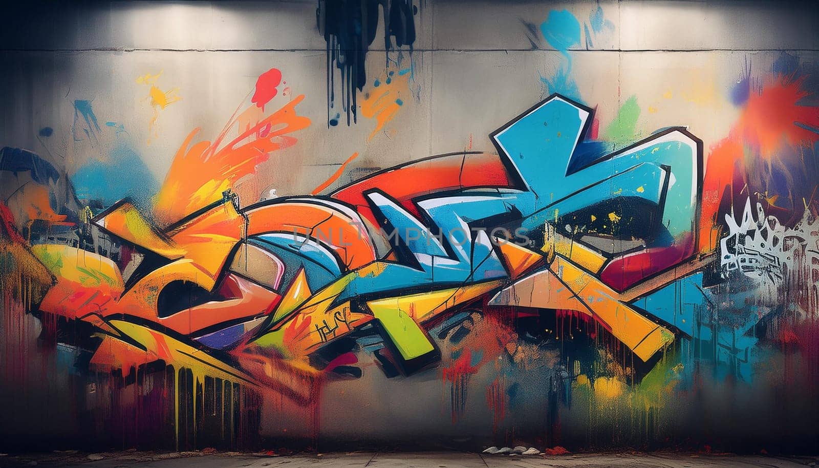 wall with street art graffiti, AI generated image