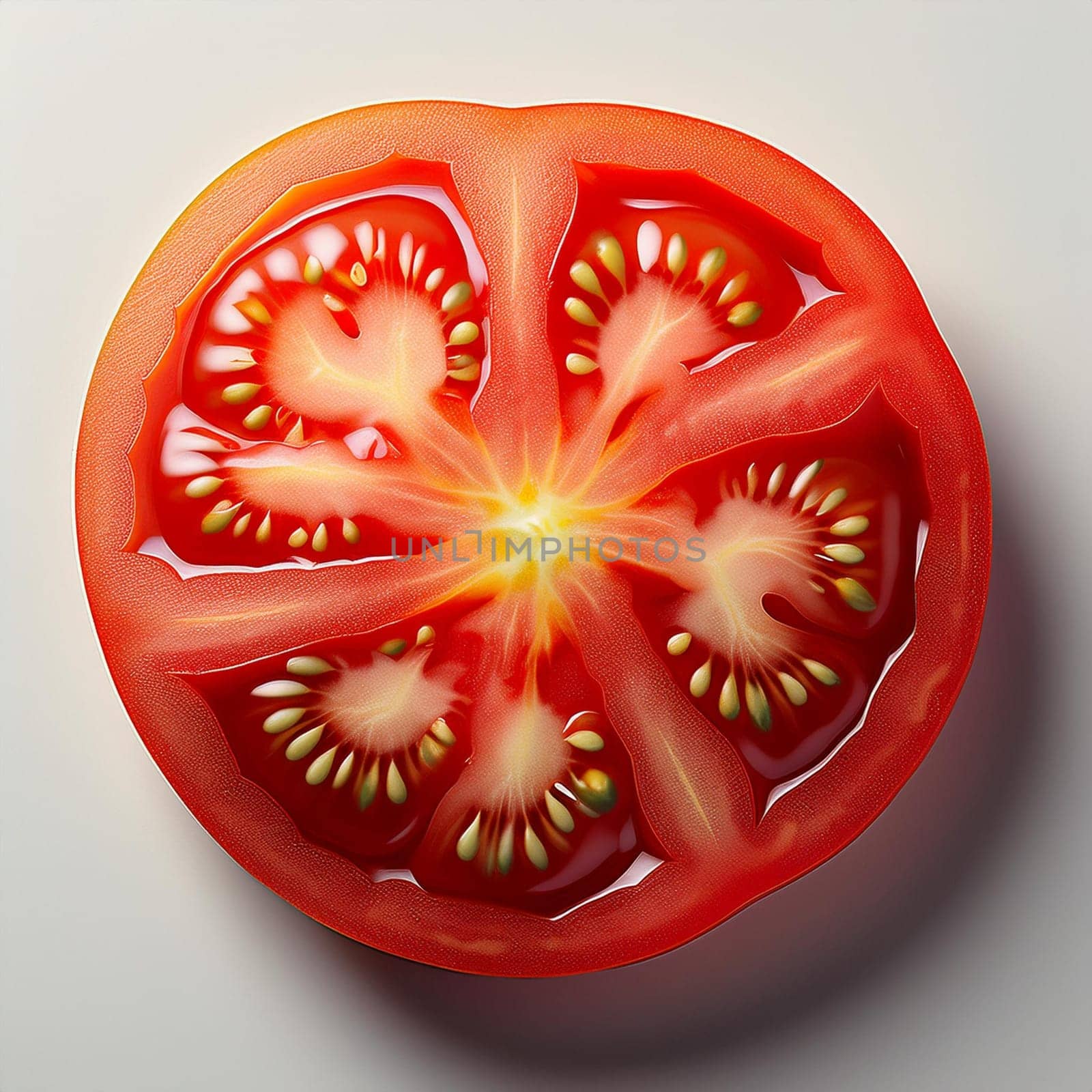 raw sliced tomato vegan food illustration, AI generated image