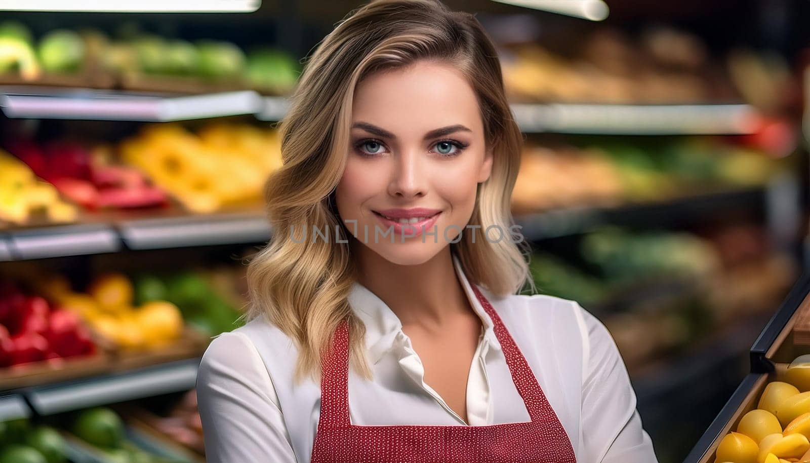 gorgeous young storekeeper woman, AI generated image