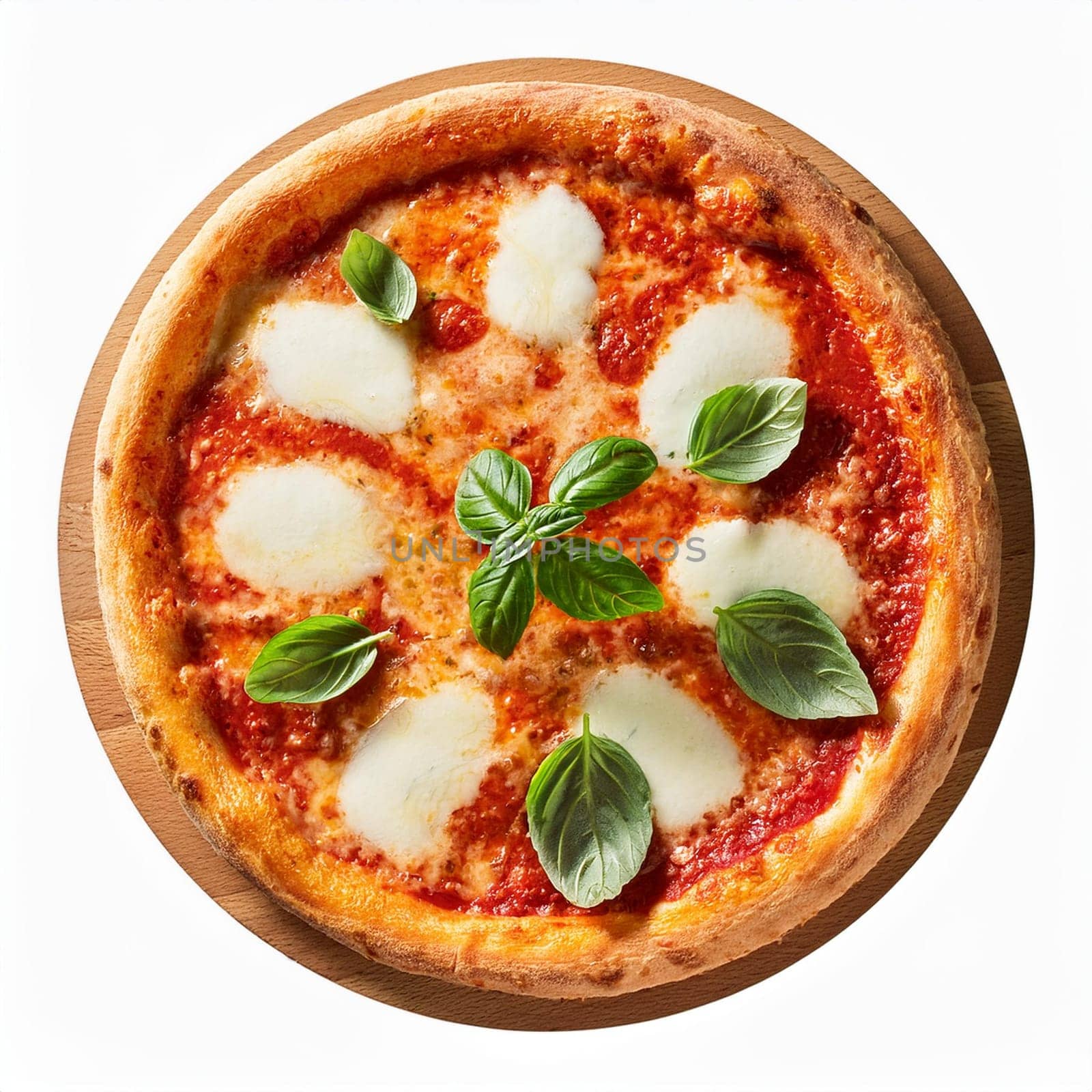 pizza margherita over white background, AI generated image