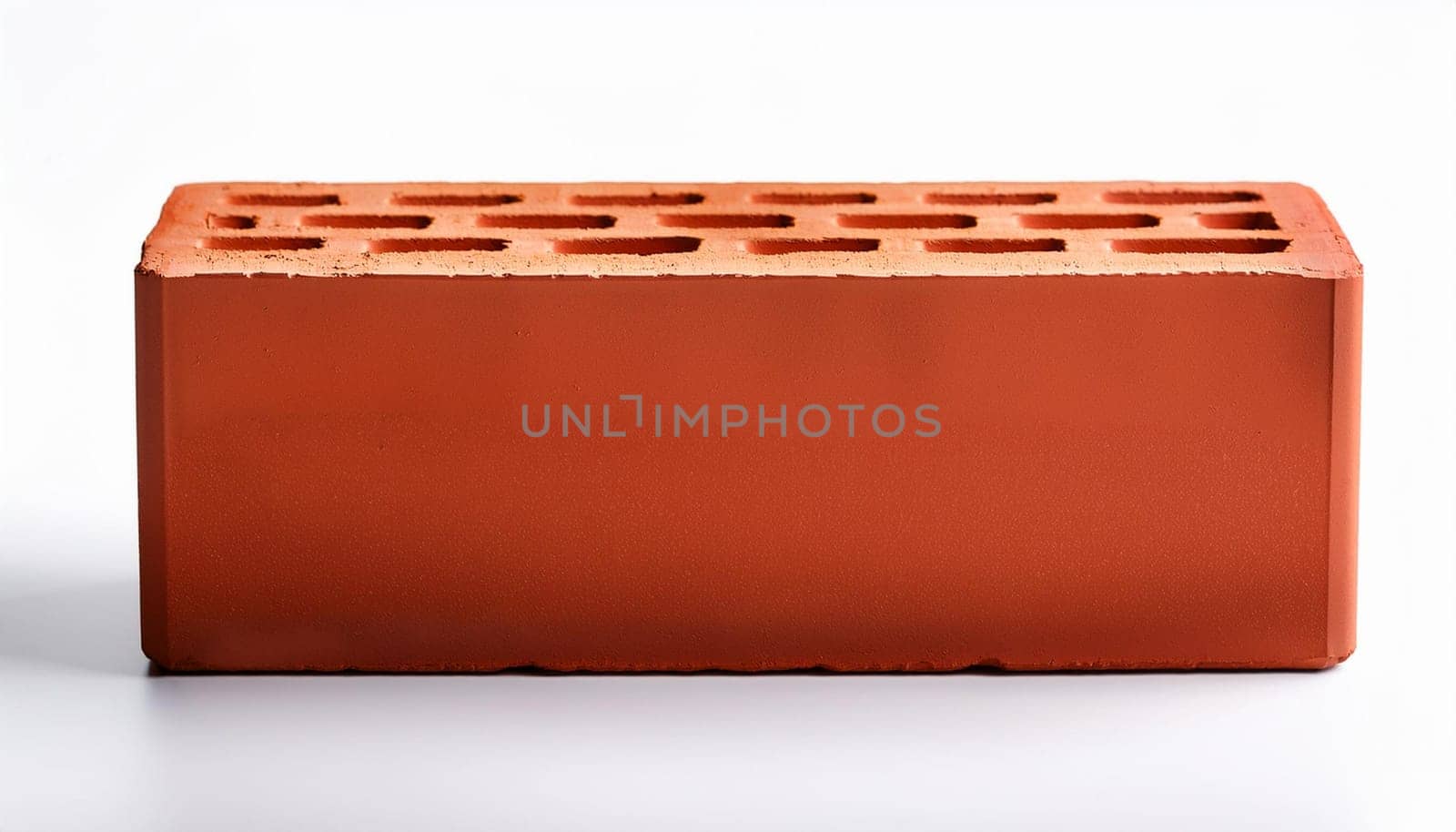 perforated red brick over white, AI generated image