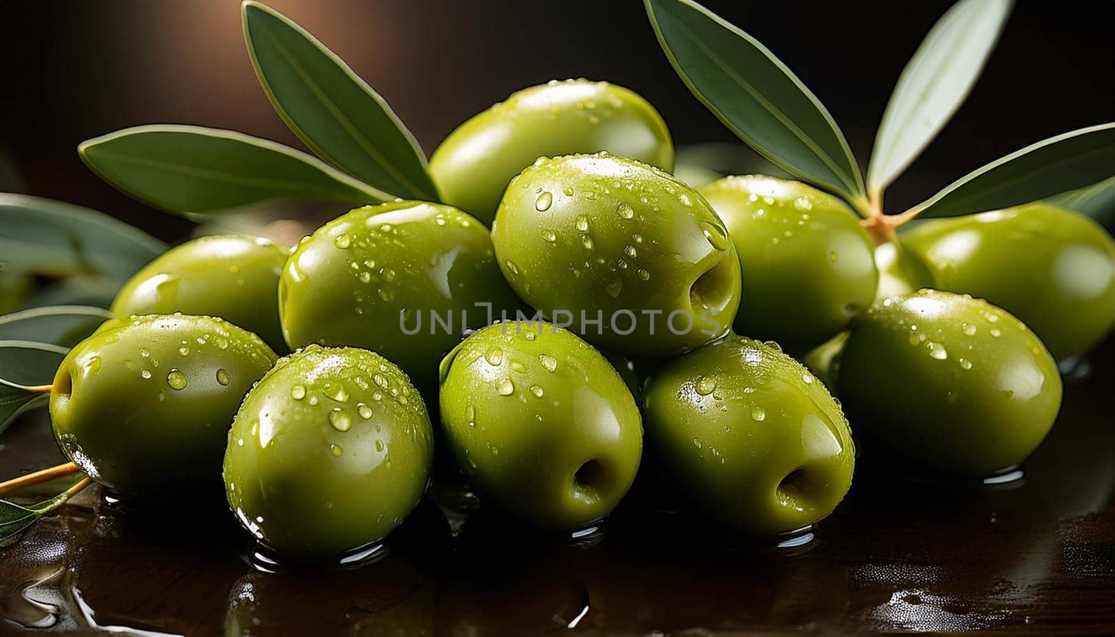 green olives vegan food, AI generated image