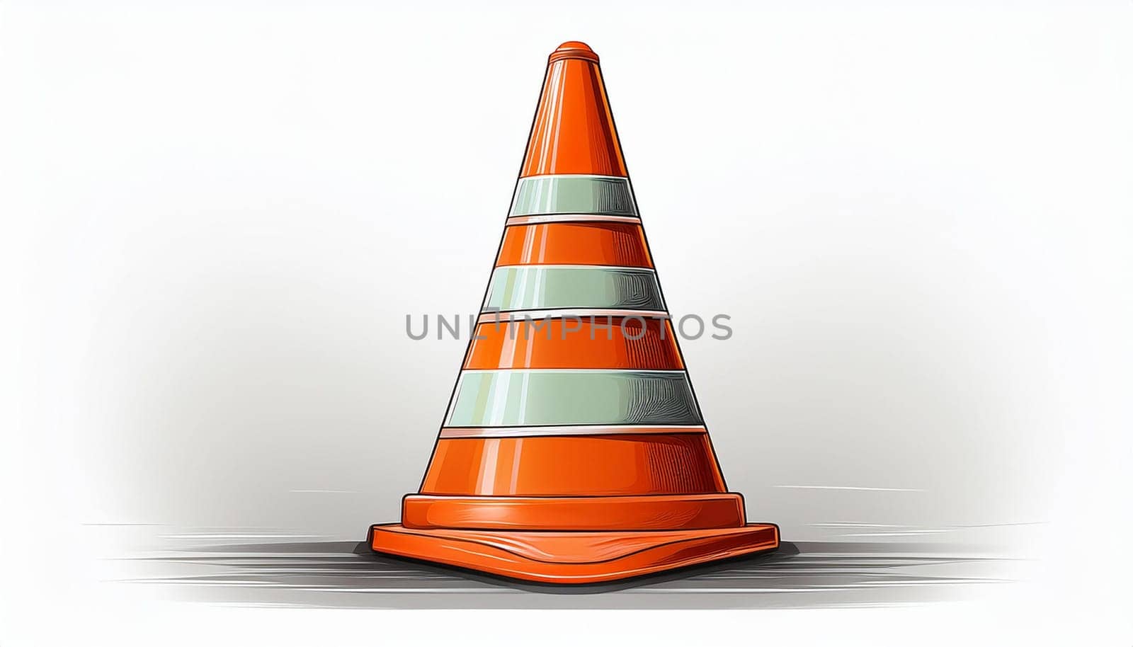 traffic cone sign illustration, AI generated image
