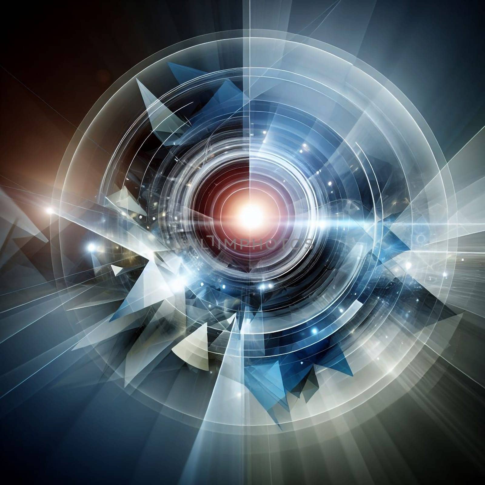 An abstract background with geometric shapes and a bright light in the center, suggesting a futuristic or technological theme. A high-quality photo.
