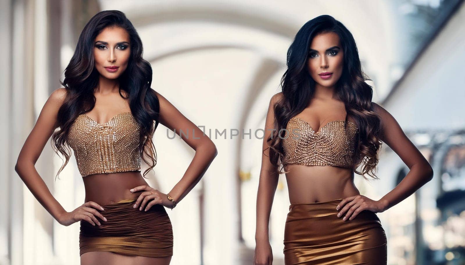 two gorgeous young women, AI generated image