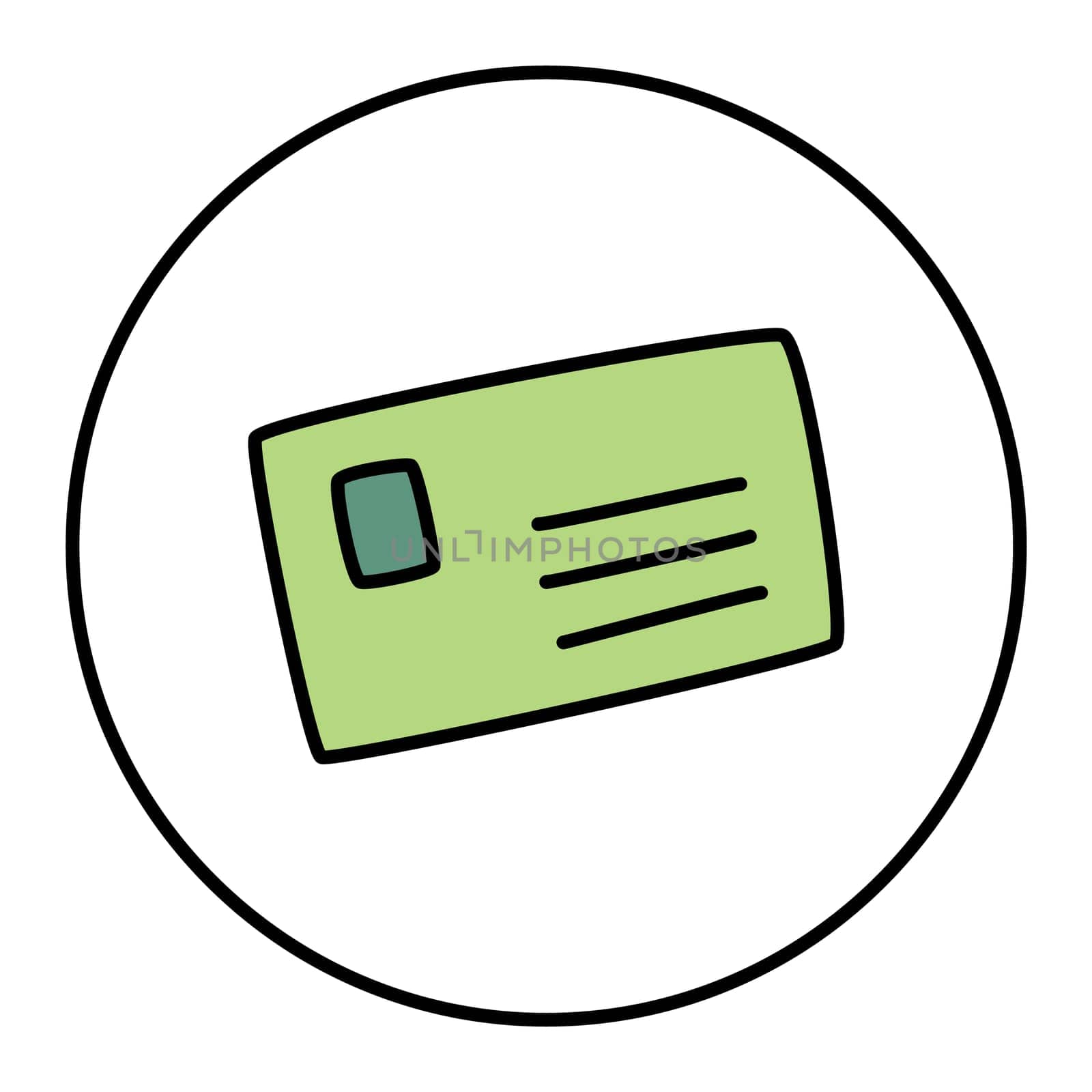 Doodle letter envelope icon or logo, hand drawn with thin black line. Isolated on white background. Vector illustration