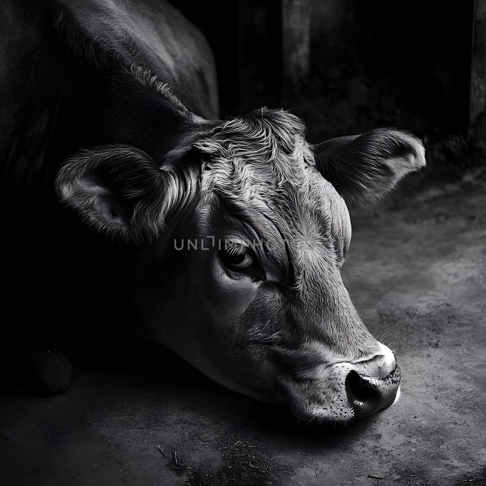 Sad Depressing Farm Cow agricultural Animal