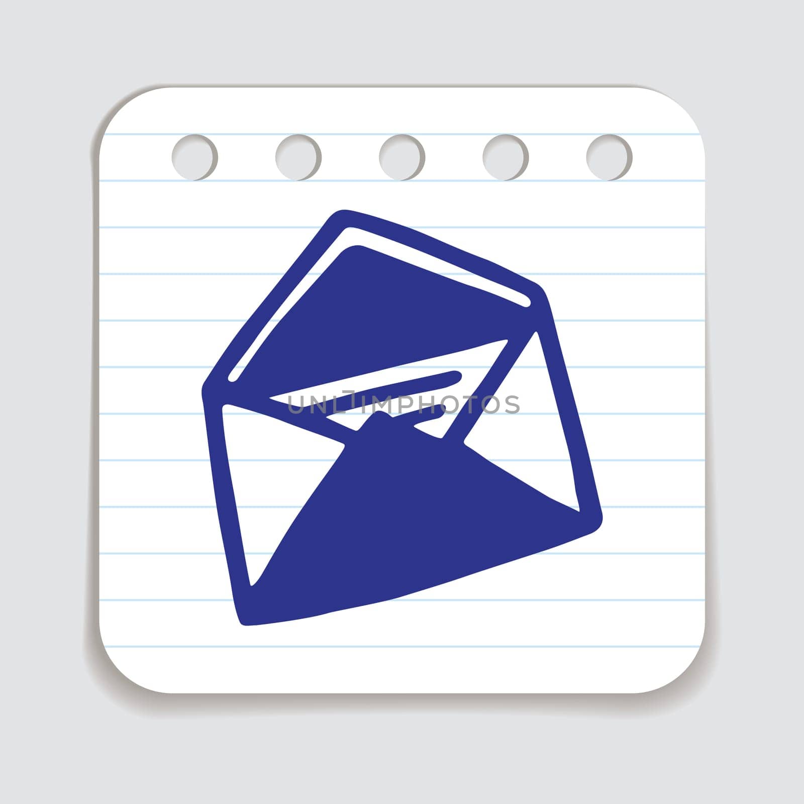 Doodle Open envelope with letter icon or logo, hand drawn with thin black line. Isolated on white background. Vector illustration