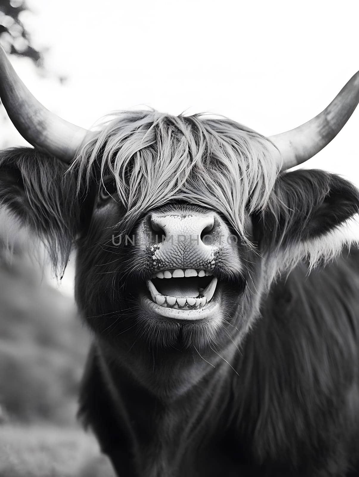 Angry Shouting Farm Cow agricultural Animal Black and White