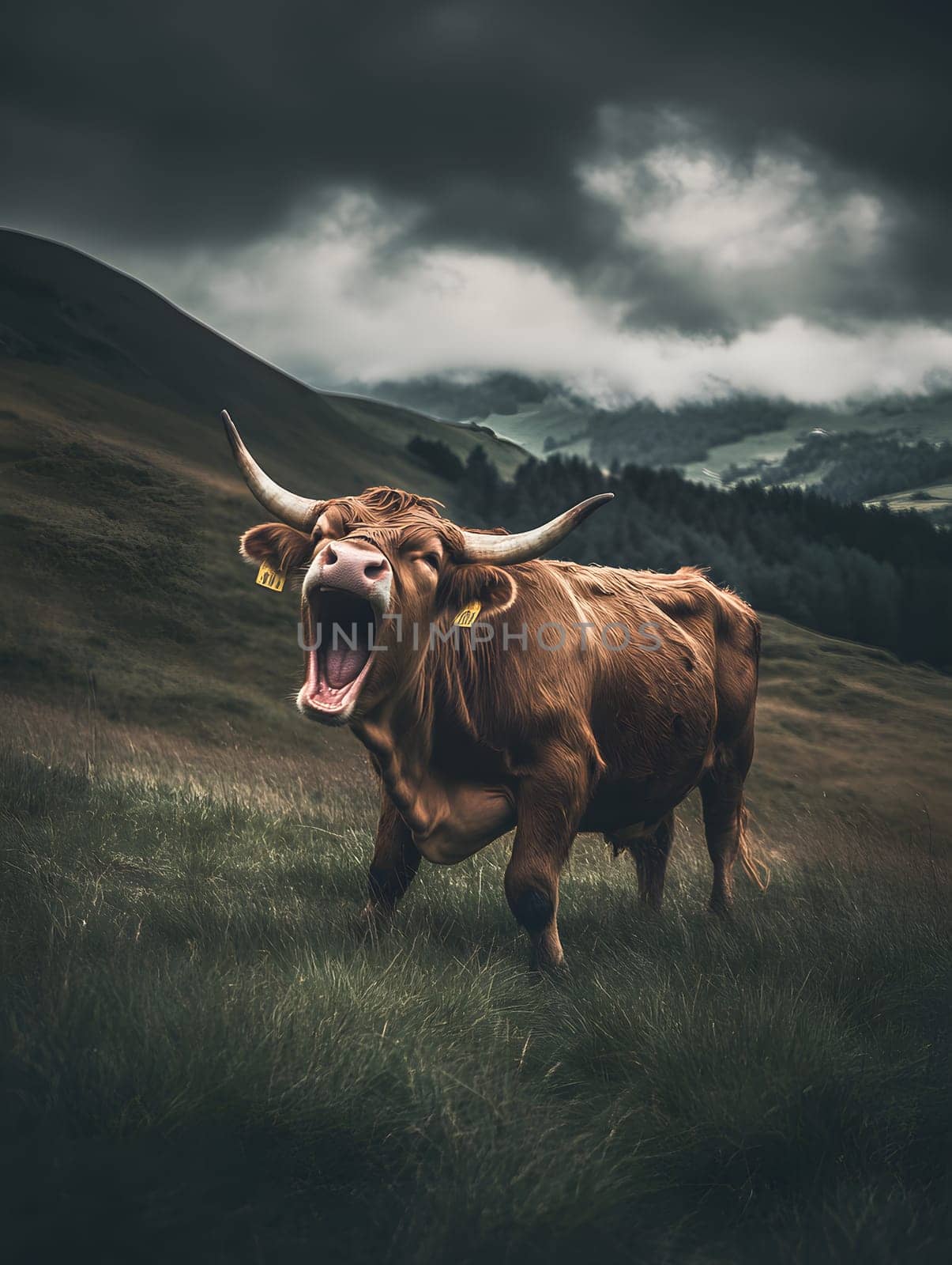 Angry Shouting Farm Cow agricultural Animal Black and White