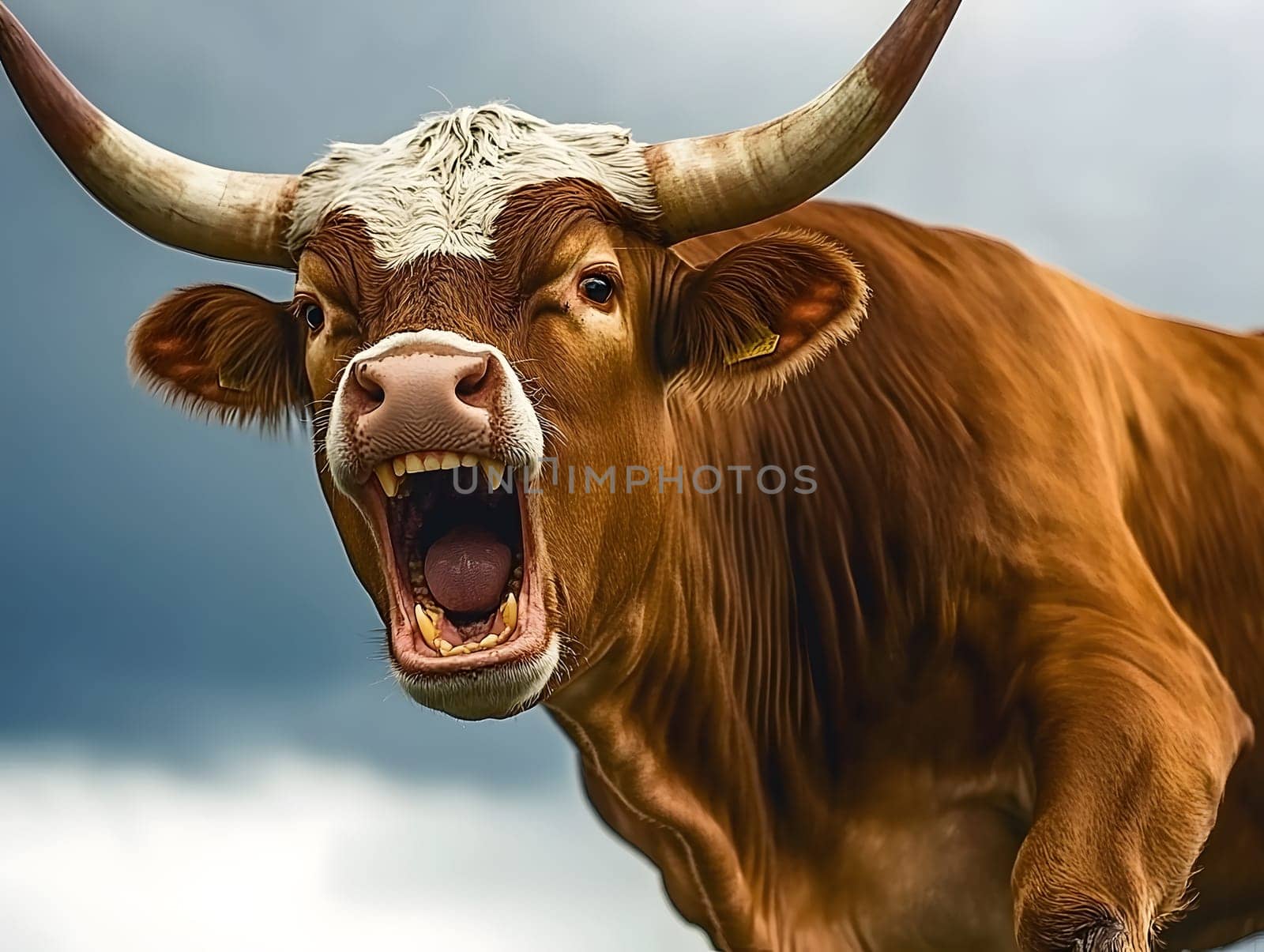 Angry Shouting Farm Cow agricultural Animal Black and White