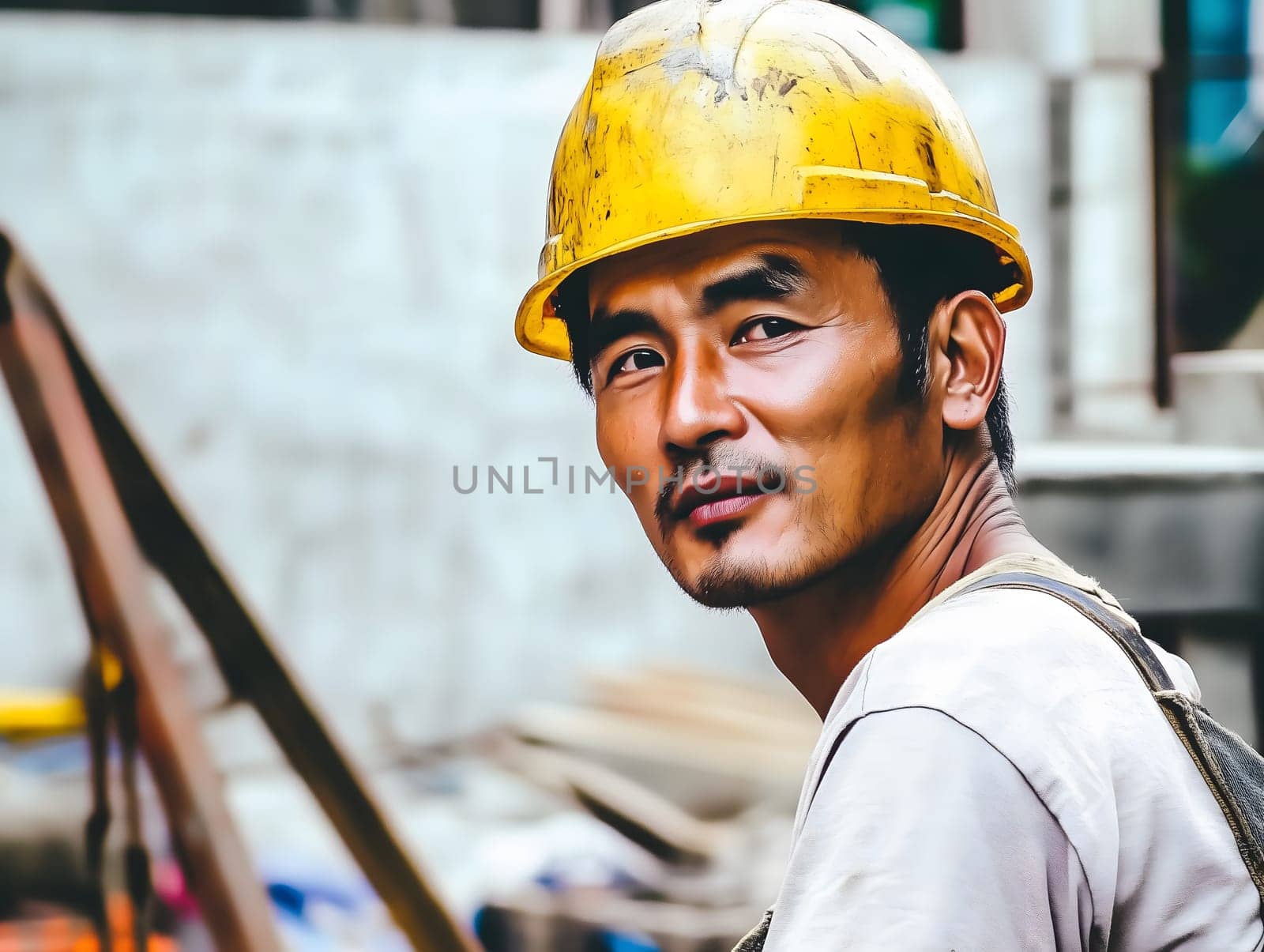 Man Asian construction worker Portrait