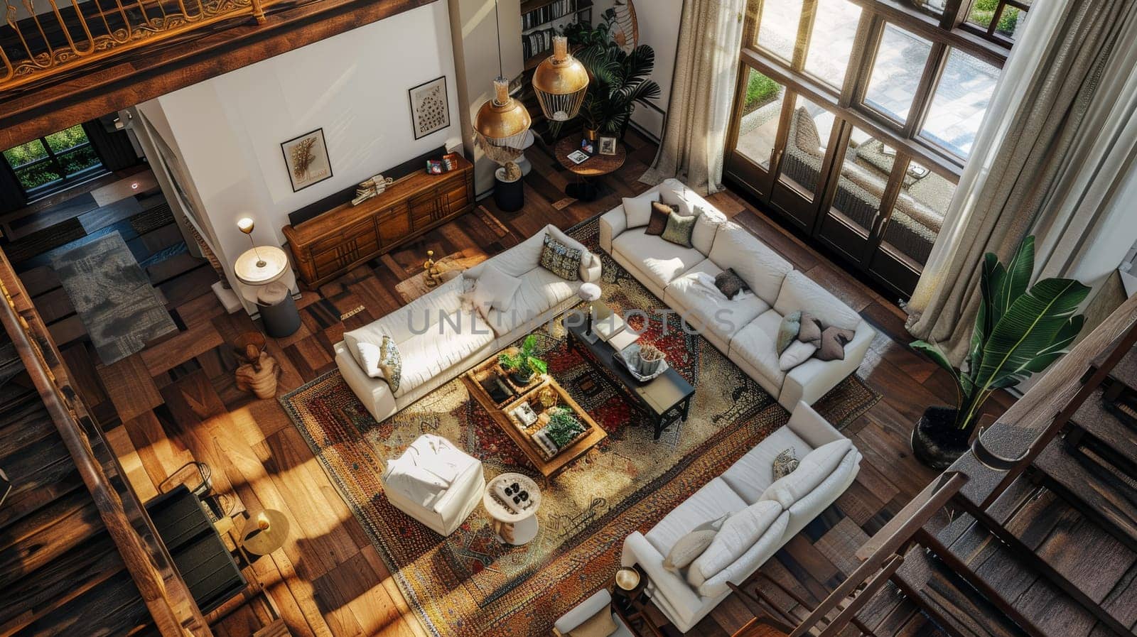 Bird's-eye perspective showcasing the elegance and sophistication of interior design