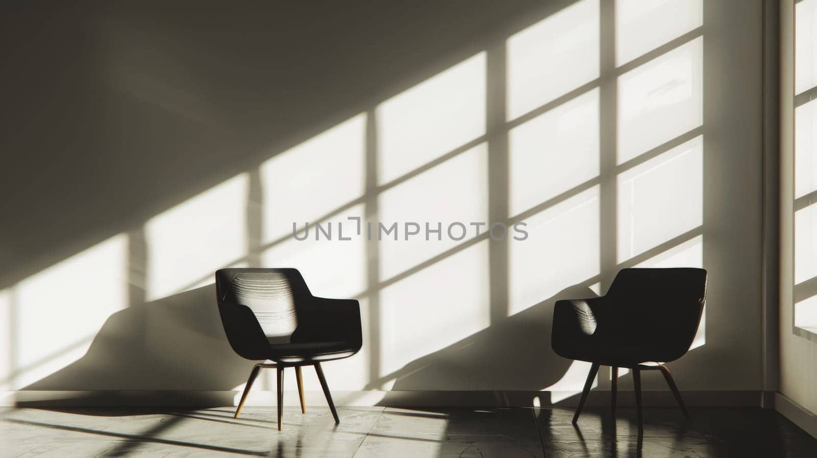 Bold contrast between light and shadow in this silhouette of interior decor