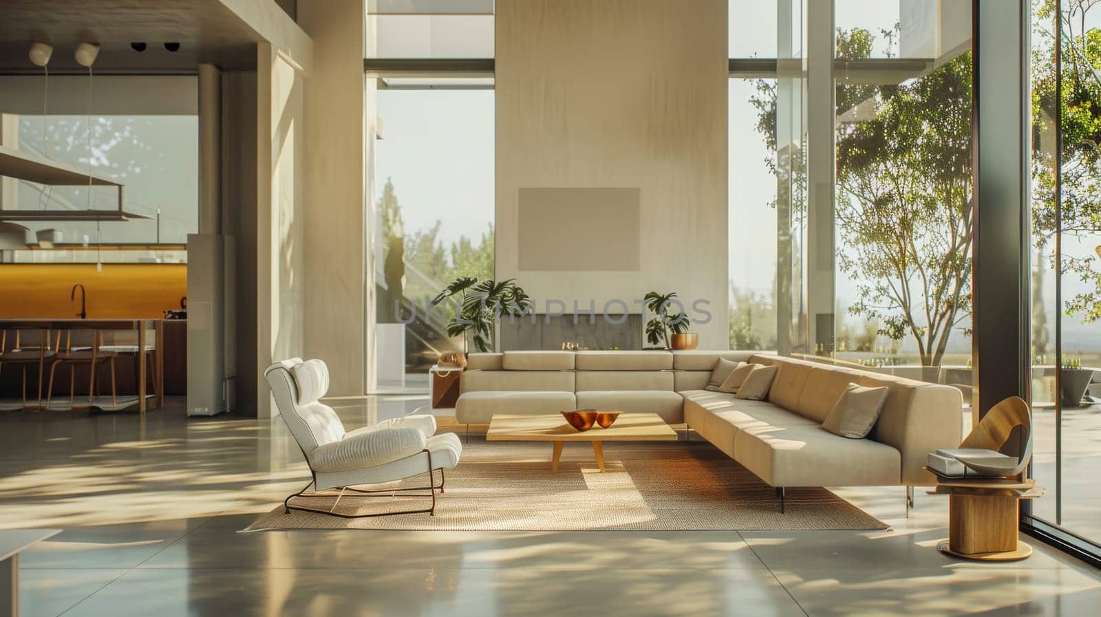 Clean and modern interior design featuring open spaces
