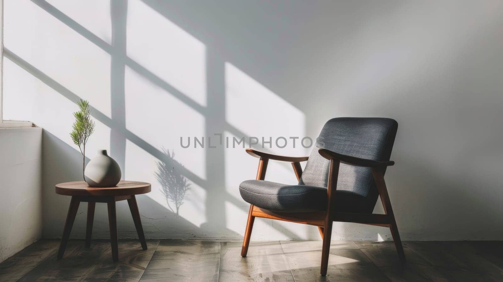Bold graphic silhouette of minimalist furnishings adding character to a room