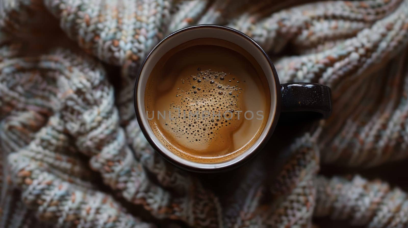 Bird's eye view of a coffee mug