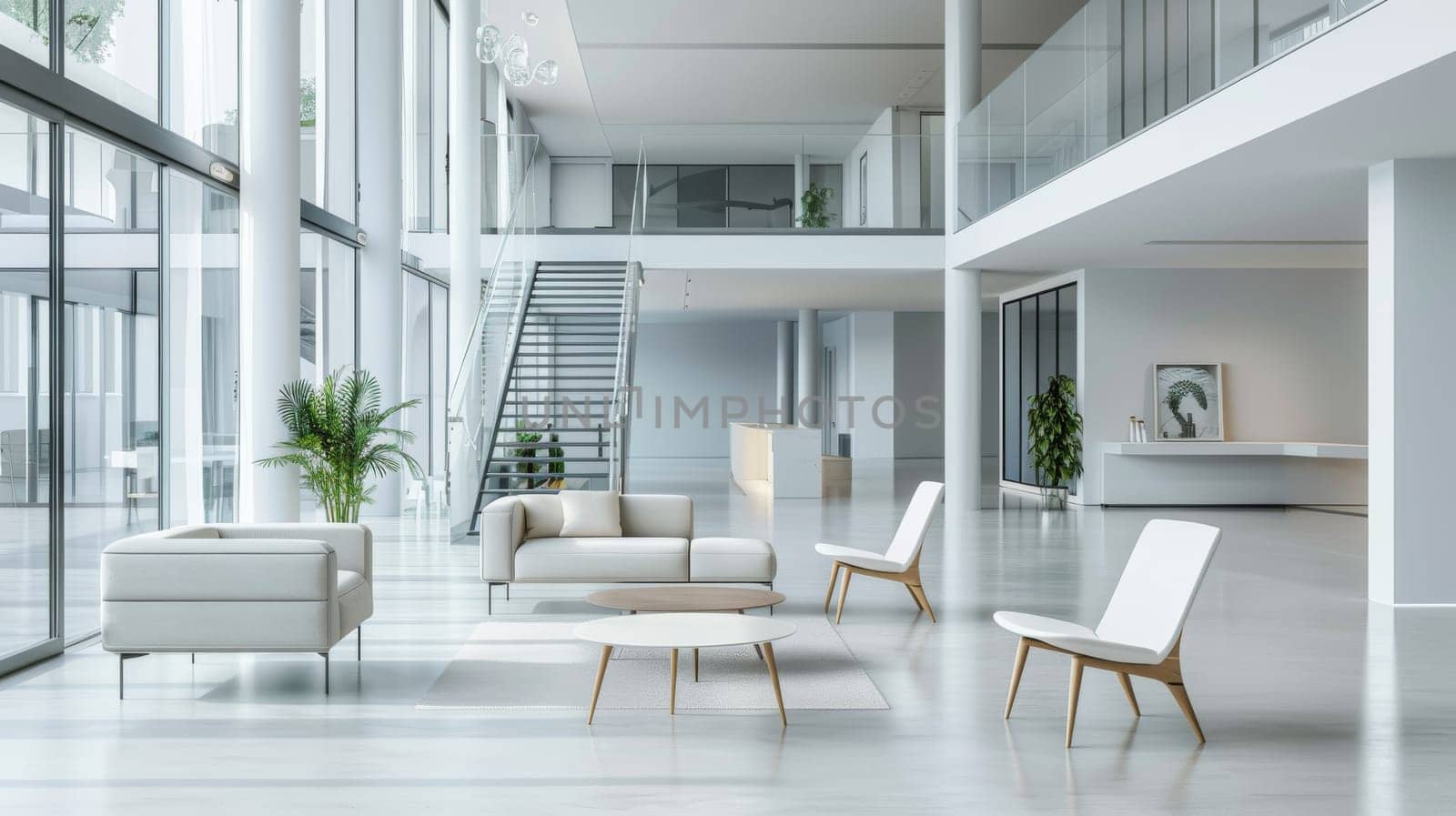 Clean and modern interior design featuring open spaces
