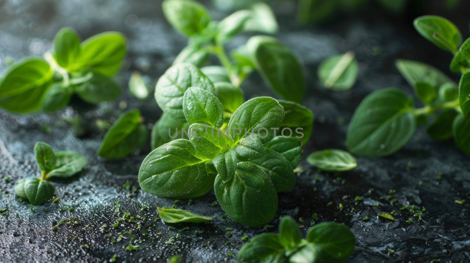 Clean and modern spin of a piece of oregano