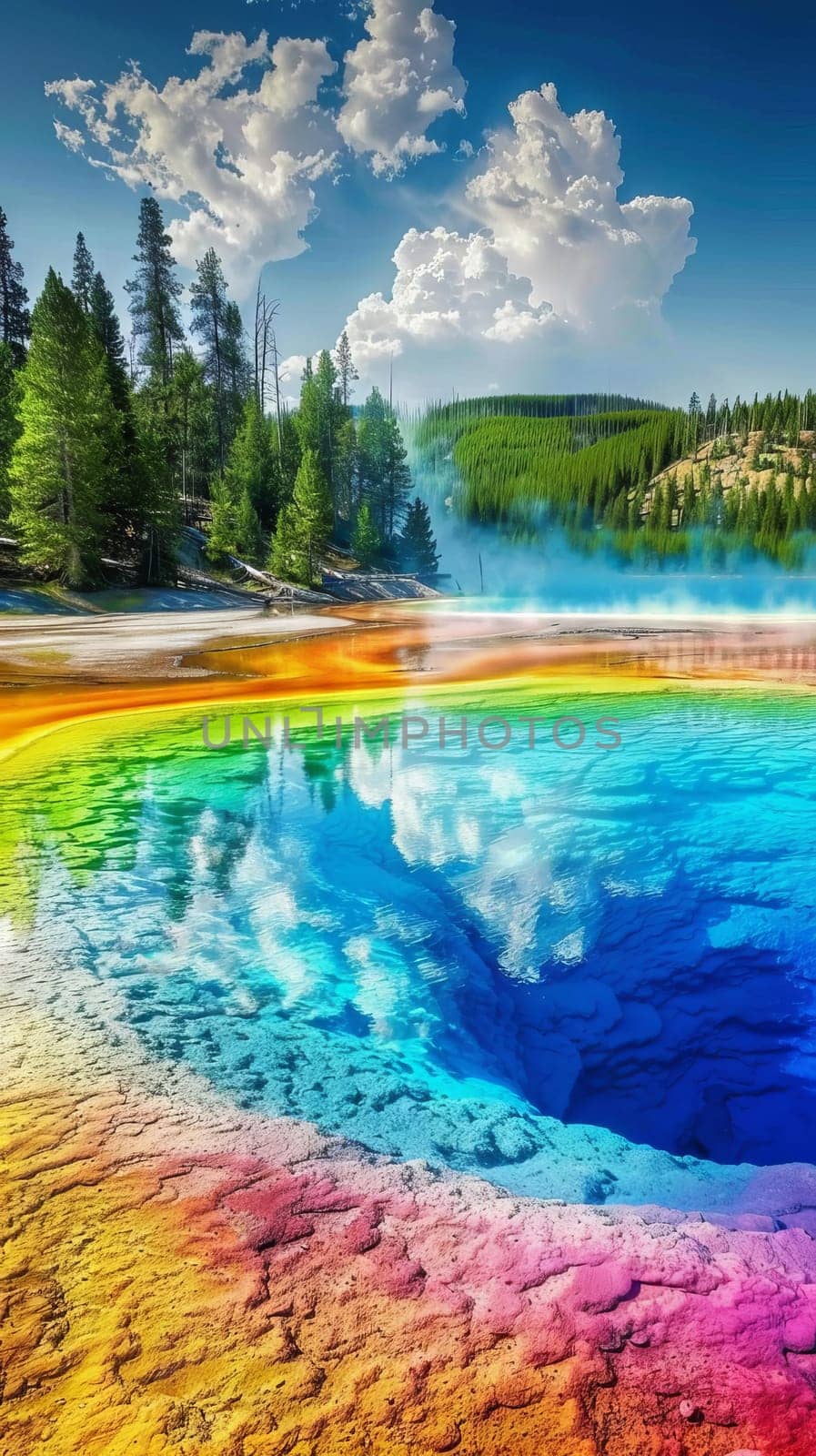 Breathtaking rainbow-colored hot springs