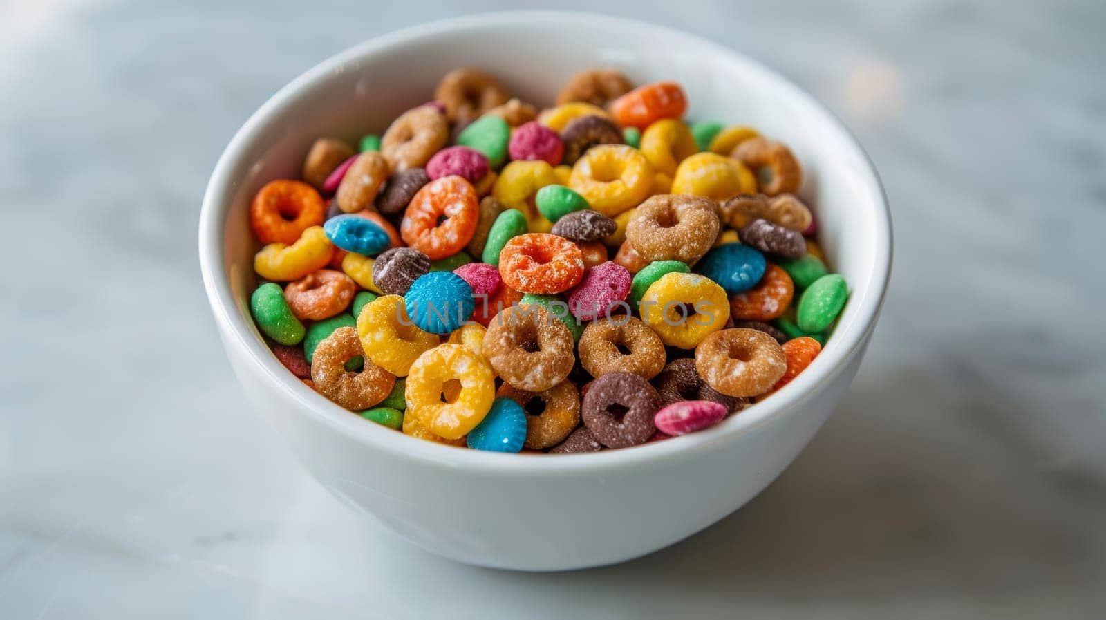Bowl of cereal rotating against a blank background for copy