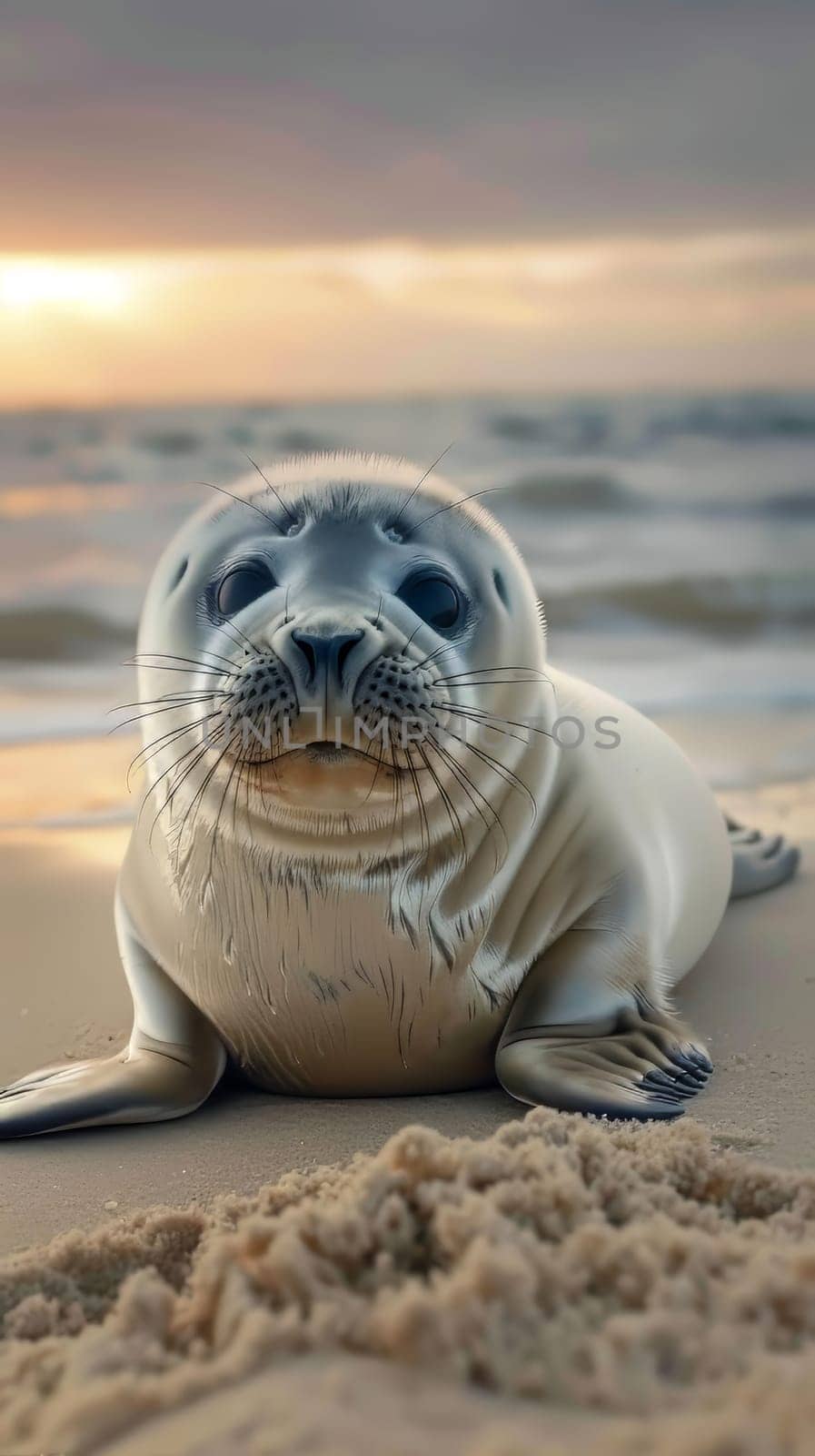 Chubby baby seals flopping awkwardly on sandy beaches, their clumsy movements endearing them to all who watch