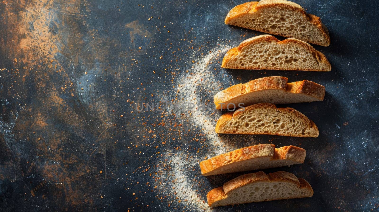Conceptual representation of spinning bread slices forming a ladder, symbolizing progress