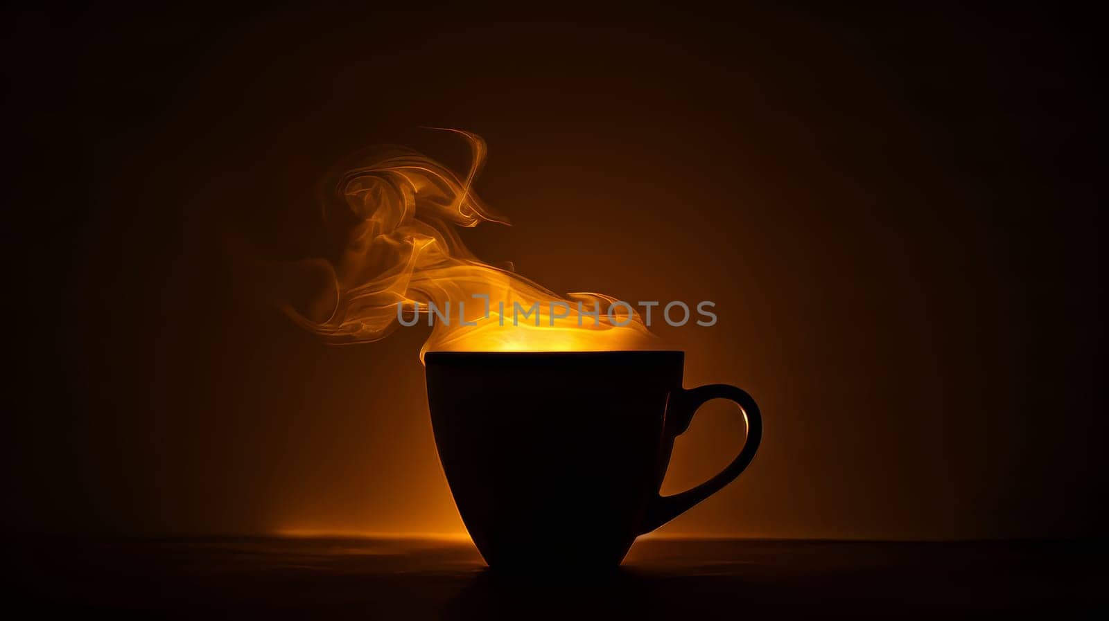 Darkened allure a silhouette of a steaming mug of coffee