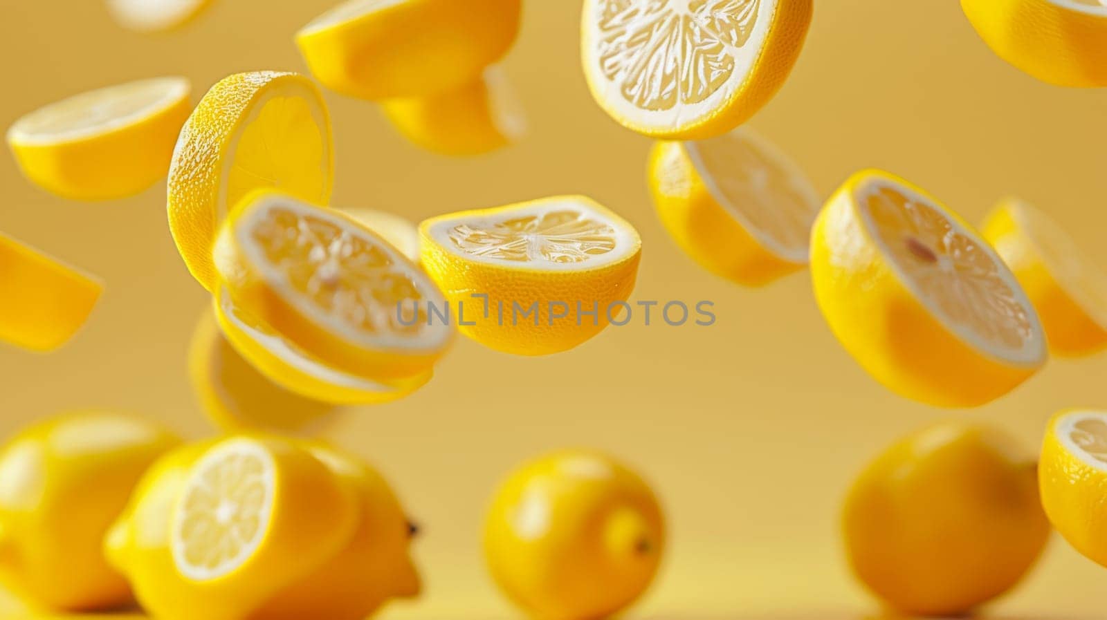 Dynamic poster with floating lemon slices in a dynamic layout